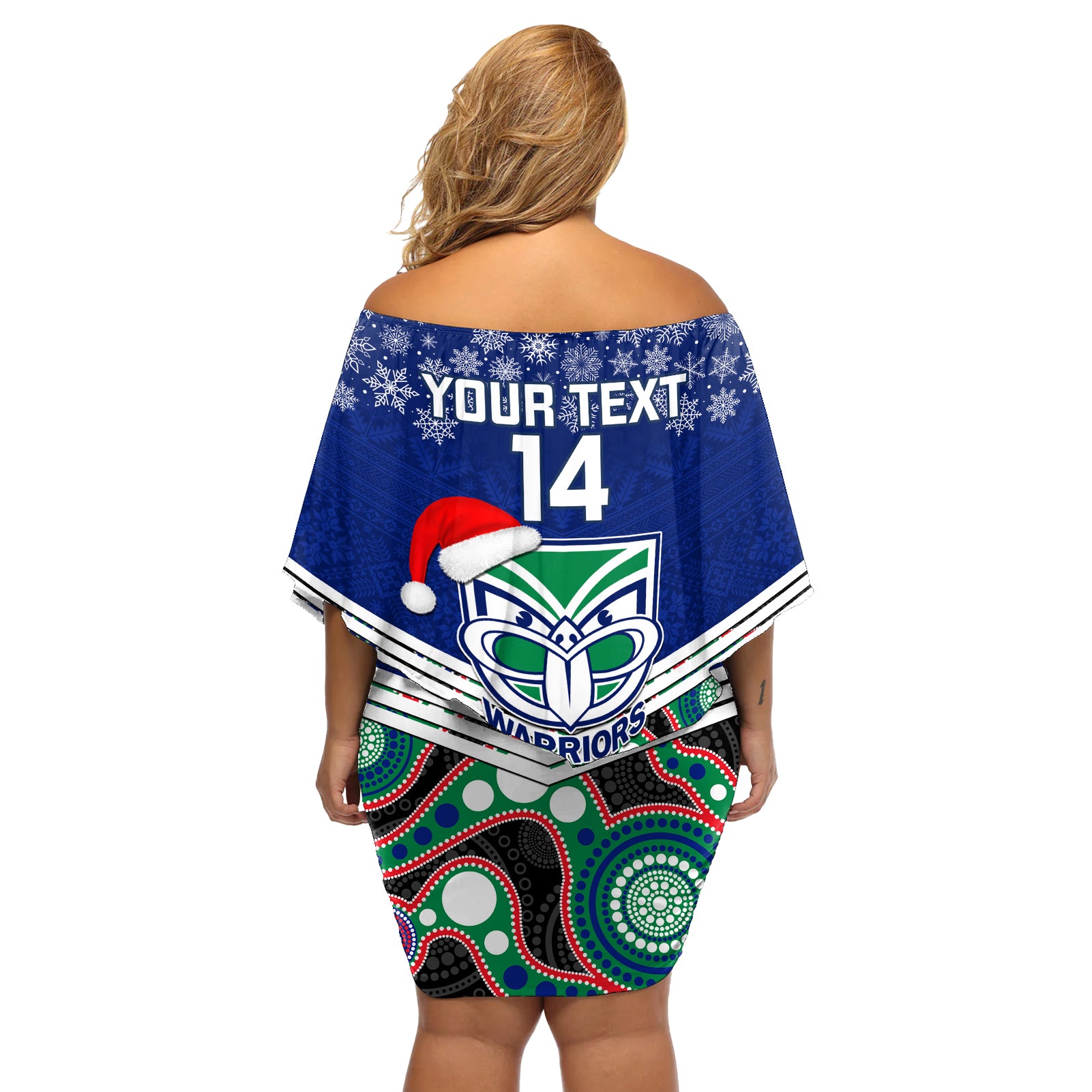 custom-warriors-rugby-christmas-off-shoulder-short-dress-merry-xmas-2023-mix-aboriginal-art