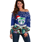 custom-warriors-rugby-christmas-off-shoulder-sweater-merry-xmas-2023-mix-aboriginal-art