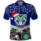 custom-warriors-rugby-christmas-polo-shirt-merry-xmas-2023-mix-aboriginal-art