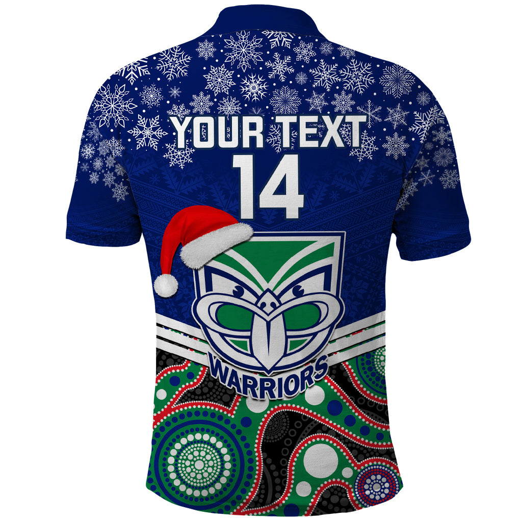 custom-warriors-rugby-christmas-polo-shirt-merry-xmas-2023-mix-aboriginal-art