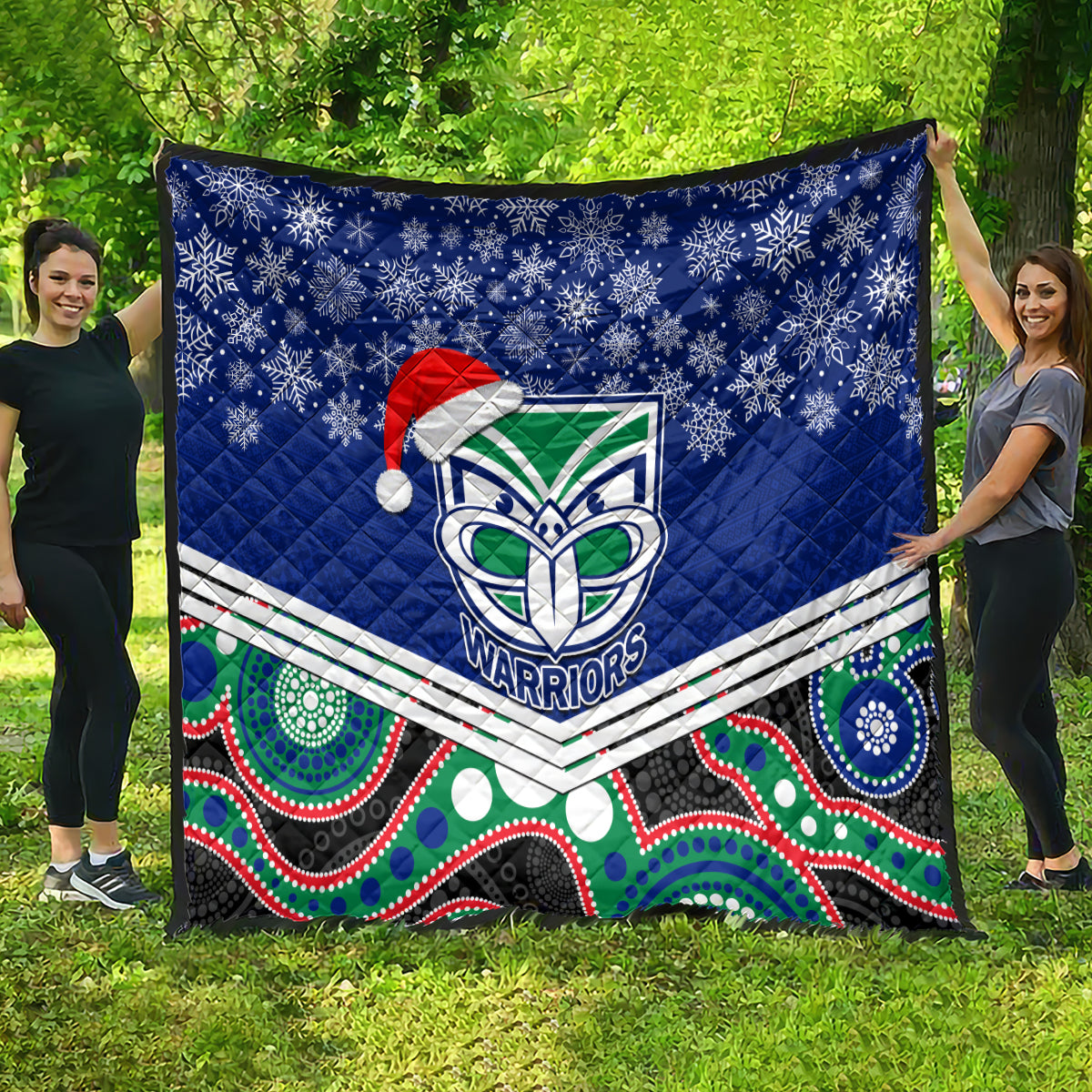 custom-warriors-rugby-christmas-quilt-merry-xmas-2023-mix-aboriginal-art