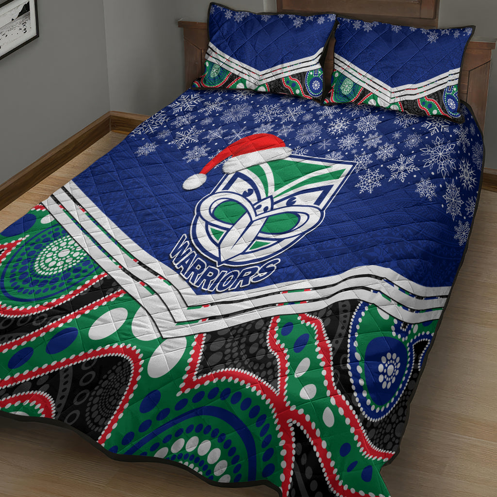custom-warriors-rugby-christmas-quilt-bed-set-merry-xmas-2023-mix-aboriginal-art