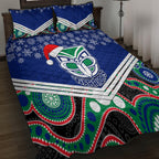 custom-warriors-rugby-christmas-quilt-bed-set-merry-xmas-2023-mix-aboriginal-art