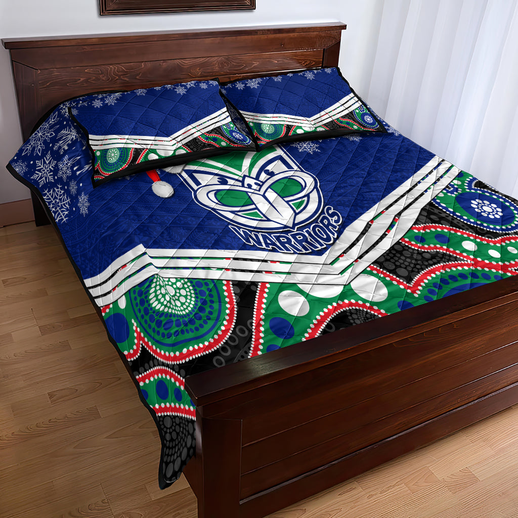 custom-warriors-rugby-christmas-quilt-bed-set-merry-xmas-2023-mix-aboriginal-art