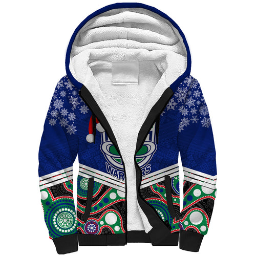 custom-warriors-rugby-christmas-sherpa-hoodie-merry-xmas-2023-mix-aboriginal-art