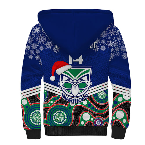 custom-warriors-rugby-christmas-sherpa-hoodie-merry-xmas-2023-mix-aboriginal-art
