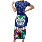 custom-warriors-rugby-christmas-short-sleeve-bodycon-dress-merry-xmas-2023-mix-aboriginal-art