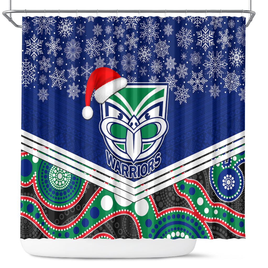 custom-warriors-rugby-christmas-shower-curtain-merry-xmas-2023-mix-aboriginal-art