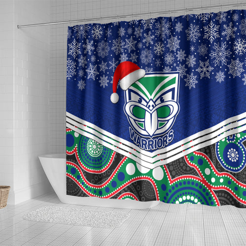 custom-warriors-rugby-christmas-shower-curtain-merry-xmas-2023-mix-aboriginal-art