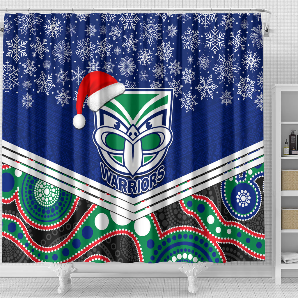 custom-warriors-rugby-christmas-shower-curtain-merry-xmas-2023-mix-aboriginal-art