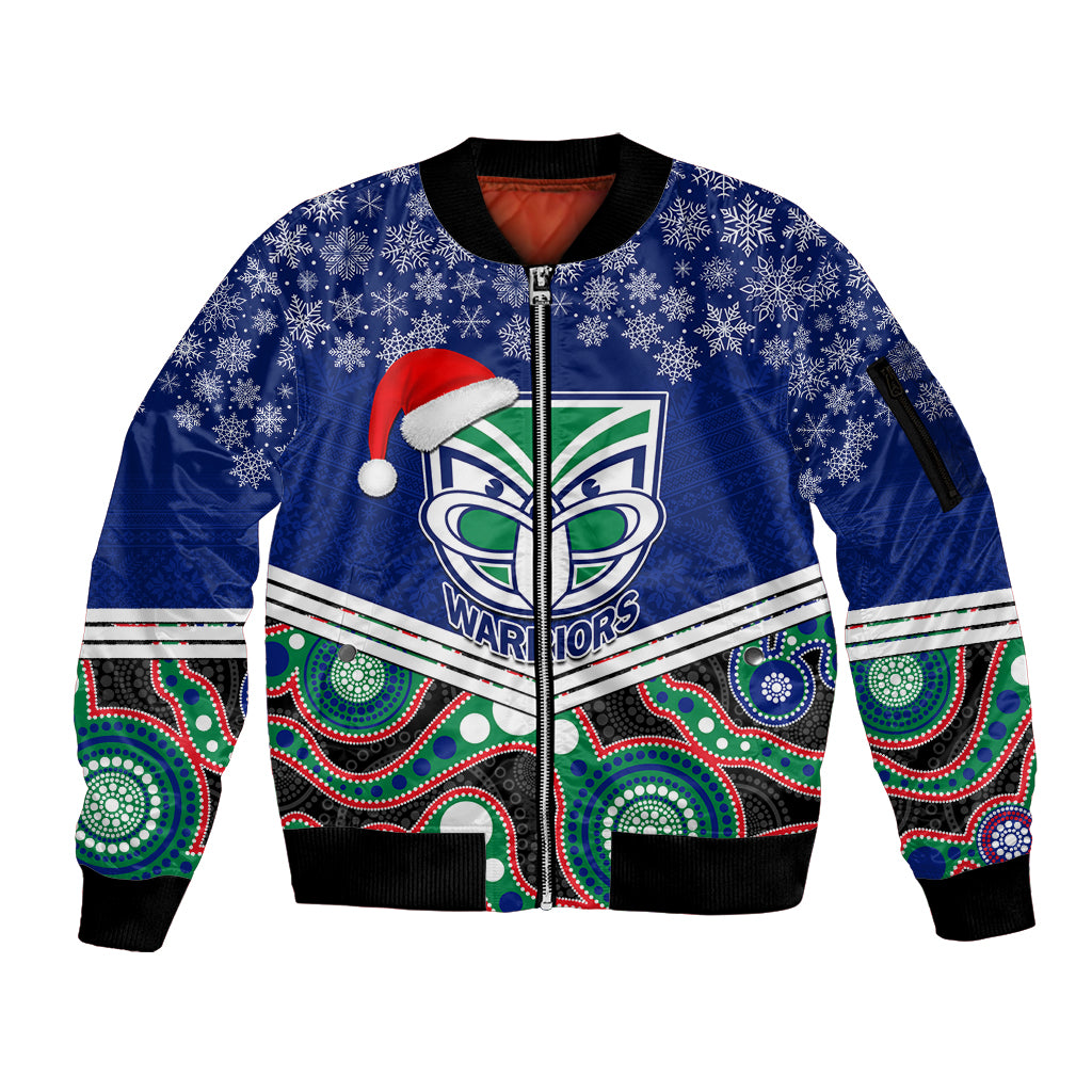 custom-warriors-rugby-christmas-sleeve-zip-bomber-jacket-merry-xmas-2023-mix-aboriginal-art