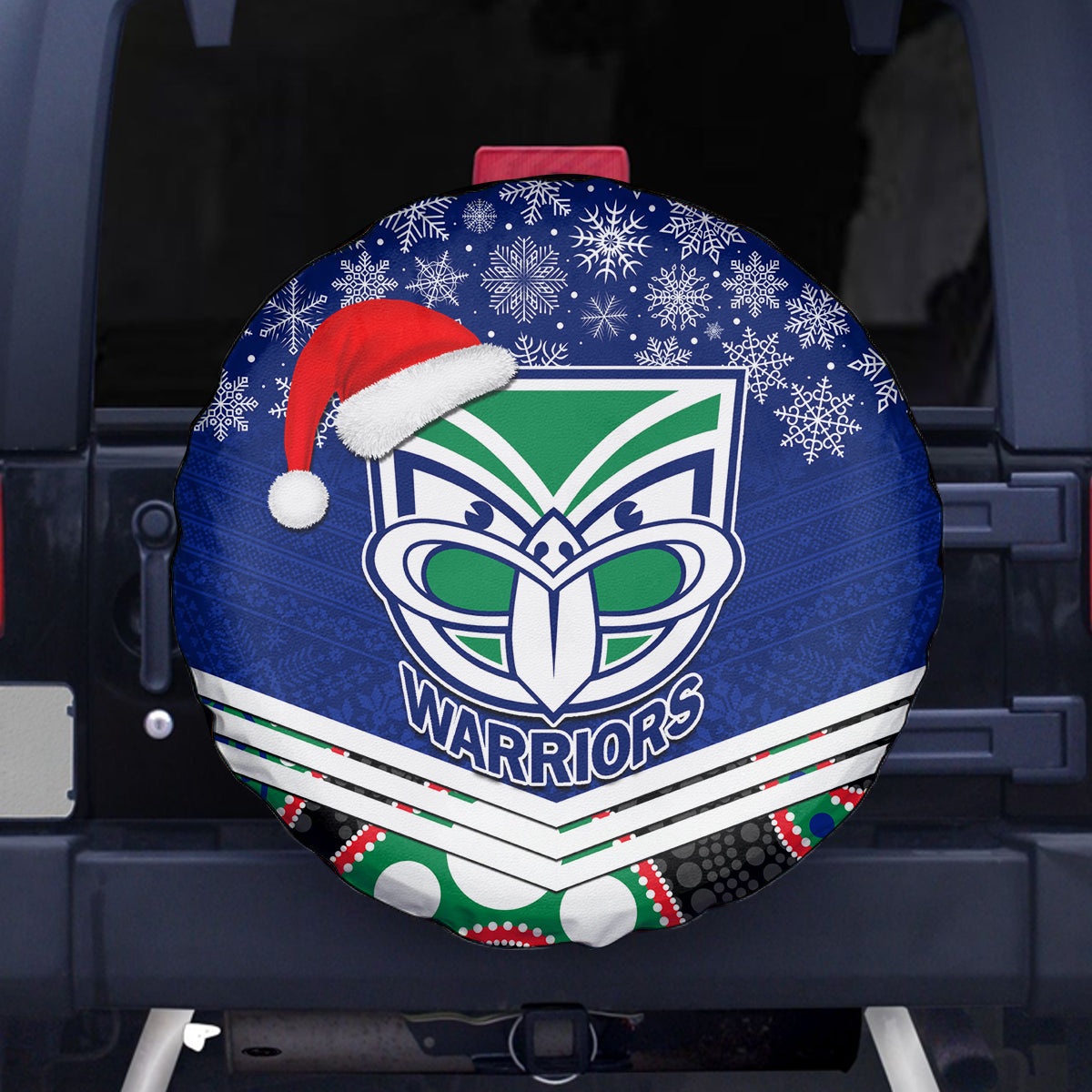 custom-warriors-rugby-christmas-spare-tire-cover-merry-xmas-2023-mix-aboriginal-art