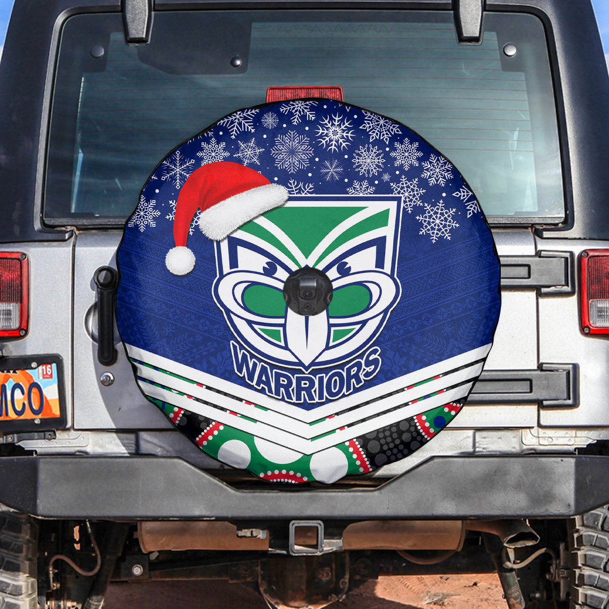 custom-warriors-rugby-christmas-spare-tire-cover-merry-xmas-2023-mix-aboriginal-art