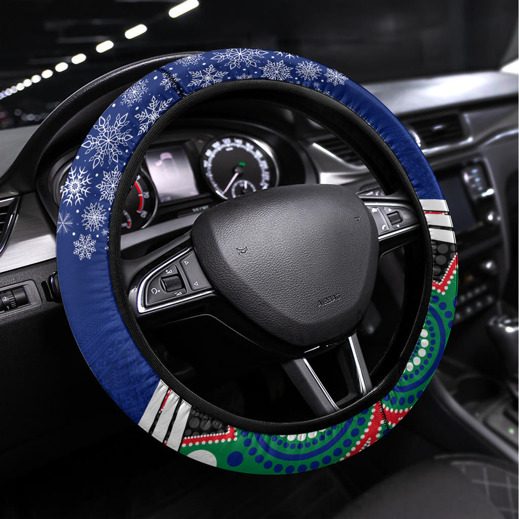 Warriors Rugby Christmas Steering Wheel Cover Merry Xmas 2023 Mix Aboriginal Art