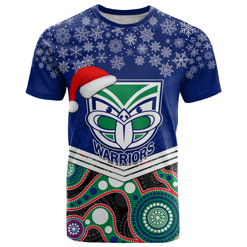 custom-warriors-rugby-christmas-t-shirt-merry-xmas-2023-mix-aboriginal-art