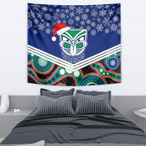 custom-warriors-rugby-christmas-tapestry-merry-xmas-2023-mix-aboriginal-art