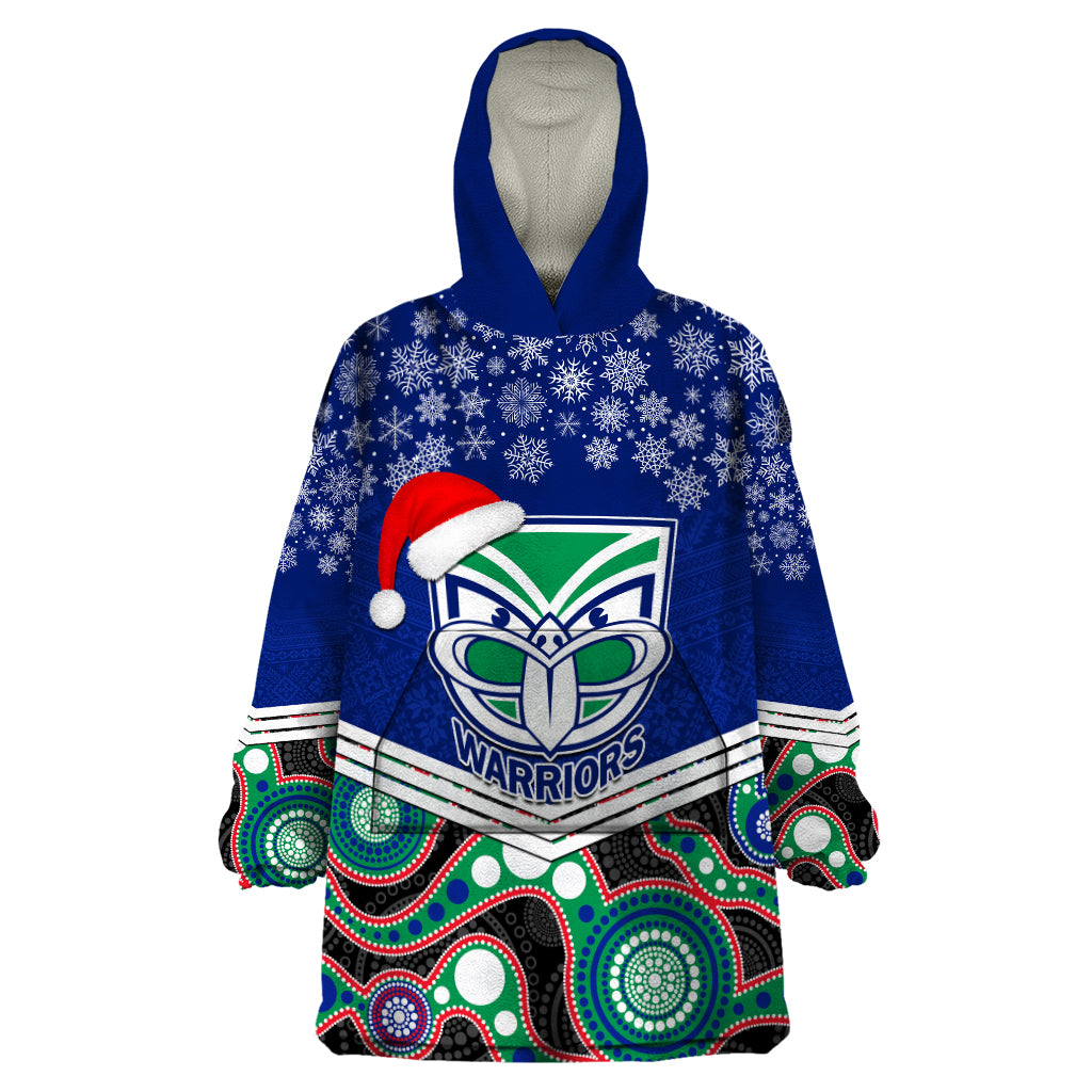 custom-warriors-rugby-christmas-wearable-blanket-hoodie-merry-xmas-2023-mix-aboriginal-art
