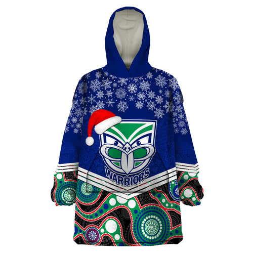 custom-warriors-rugby-christmas-wearable-blanket-hoodie-merry-xmas-2023-mix-aboriginal-art