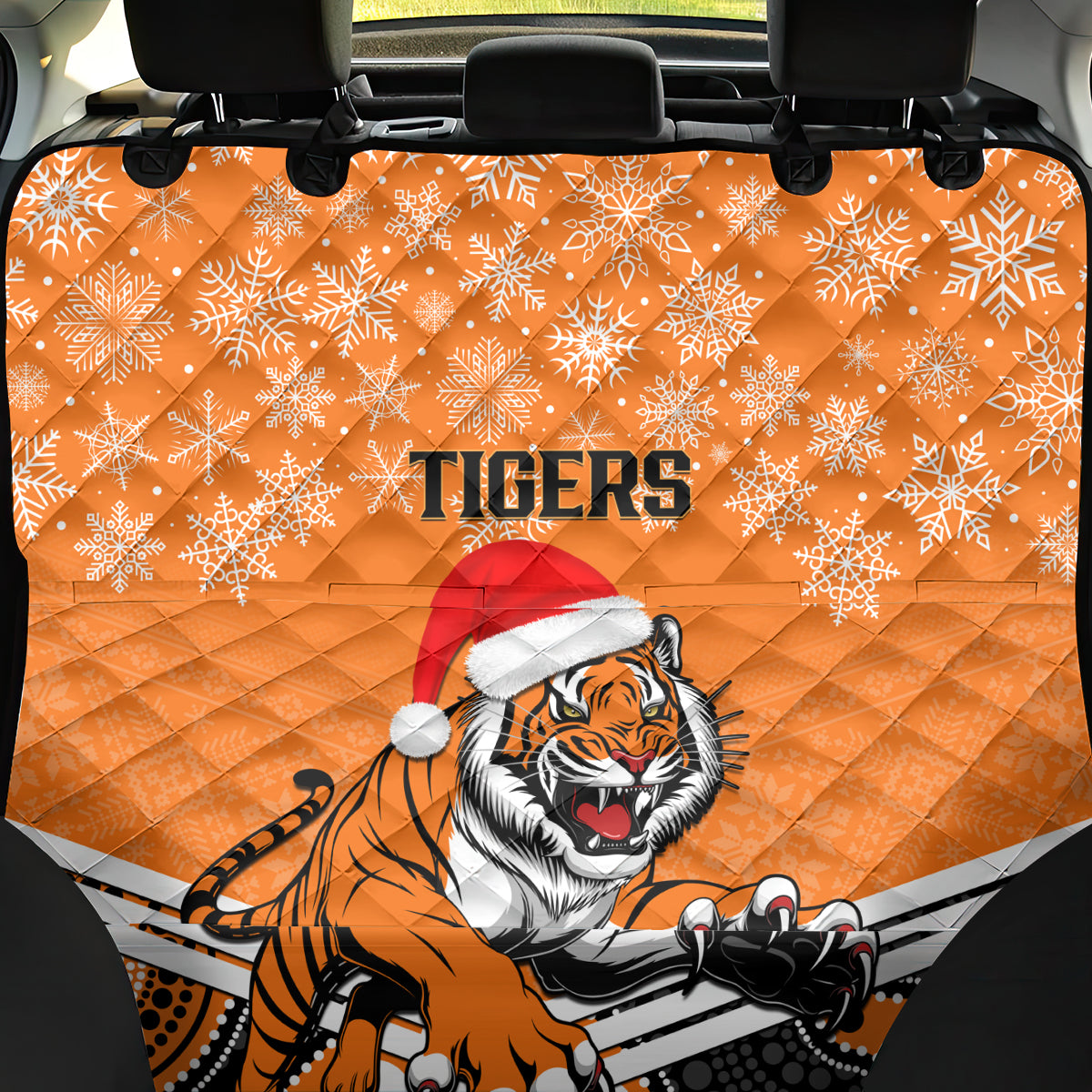 custom-tigers-rugby-christmas-back-car-seat-cover-merry-xmas-2023-mix-aboriginal-art