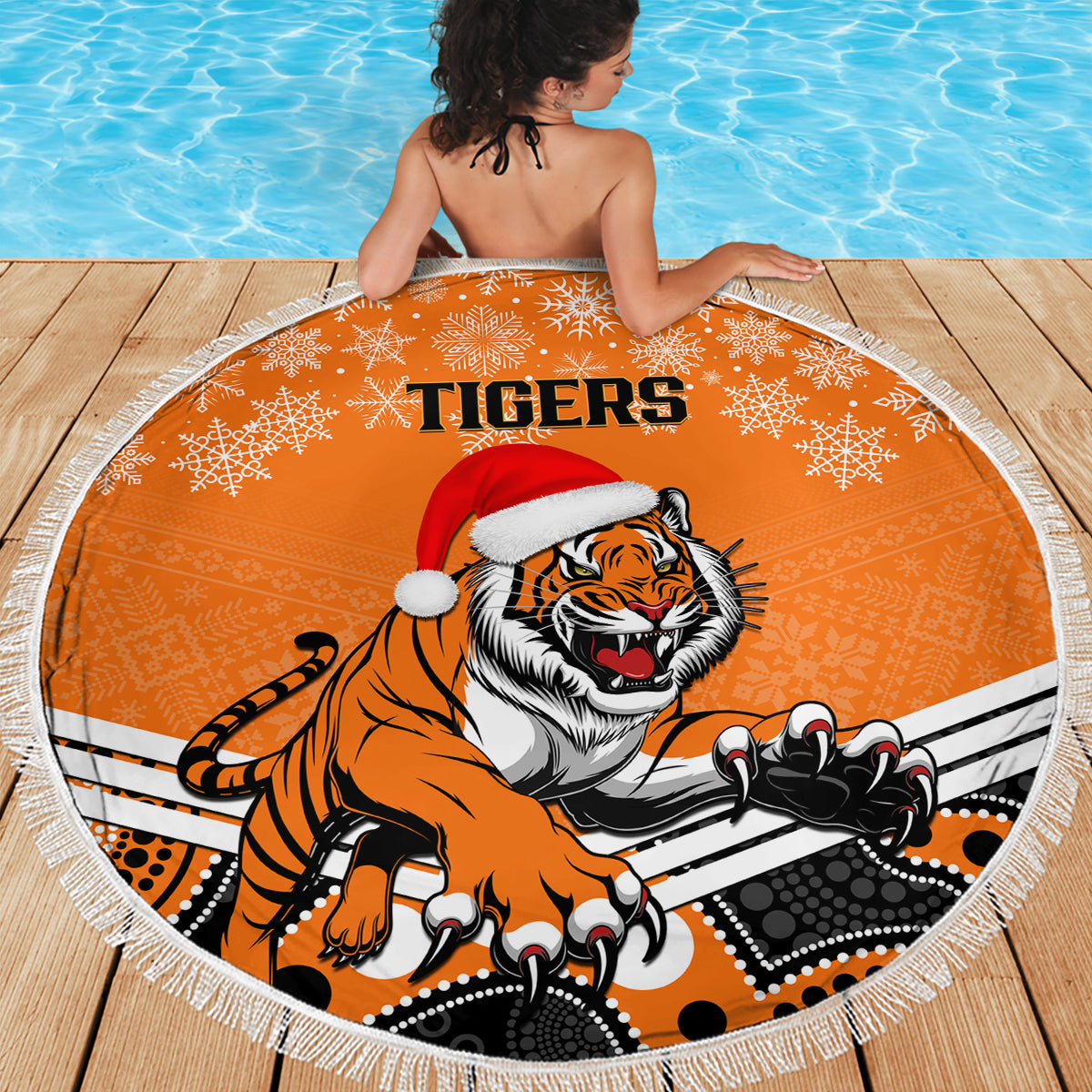 custom-tigers-rugby-christmas-beach-blanket-merry-xmas-2023-mix-aboriginal-art