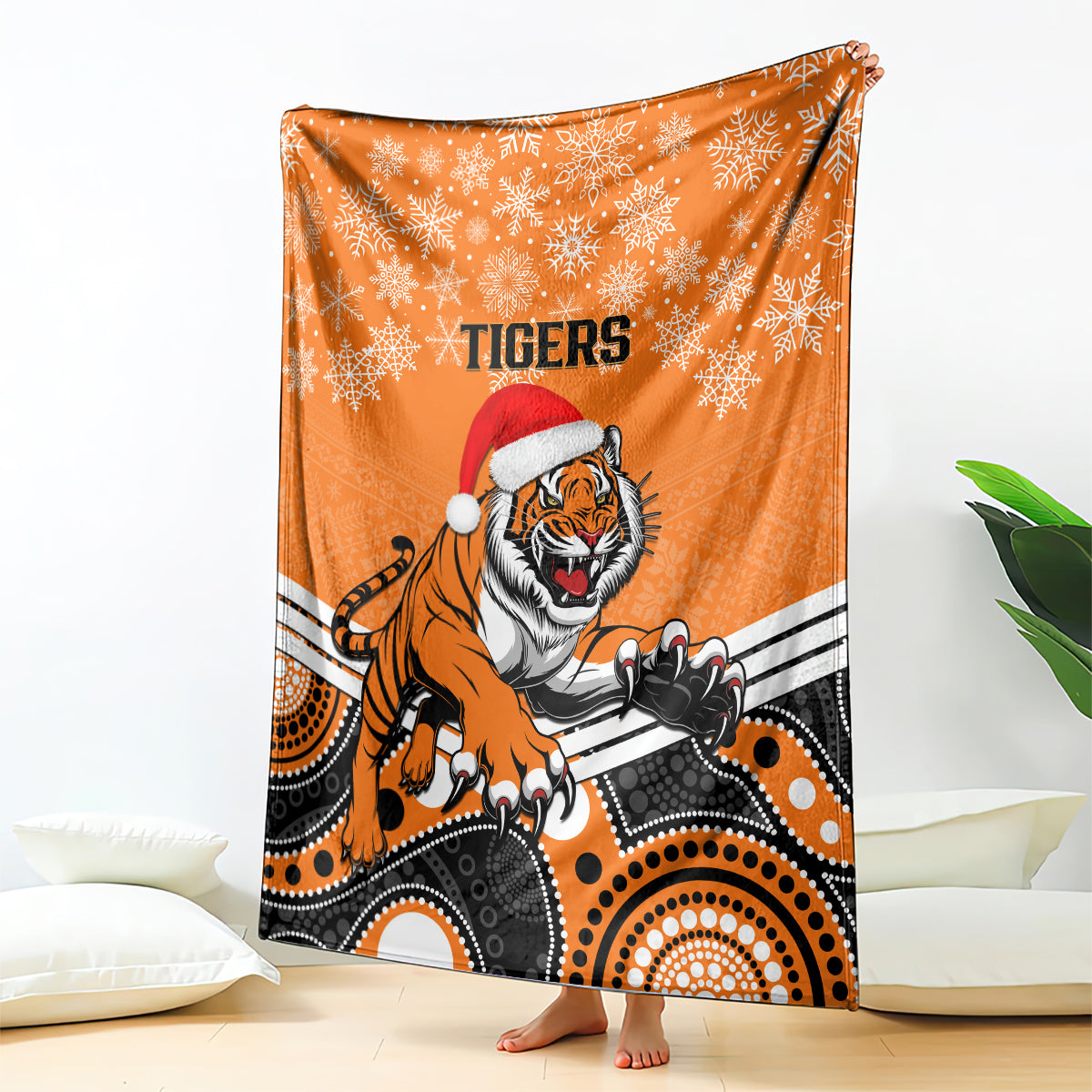 custom-tigers-rugby-christmas-blanket-merry-xmas-2023-mix-aboriginal-art