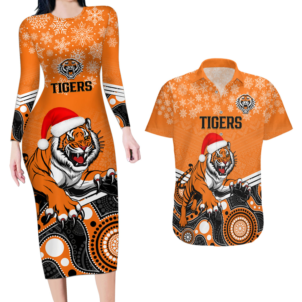 custom-tigers-rugby-christmas-couples-matching-long-sleeve-bodycon-dress-and-hawaiian-shirt-merry-xmas-2023-mix-aboriginal-art