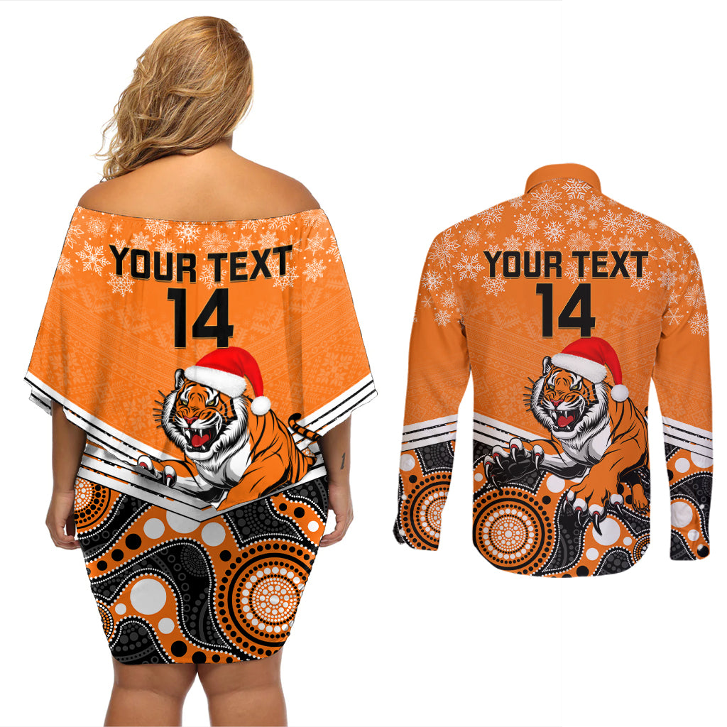 custom-tigers-rugby-christmas-couples-matching-off-shoulder-short-dress-and-long-sleeve-button-shirt-merry-xmas-2023-mix-aboriginal-art