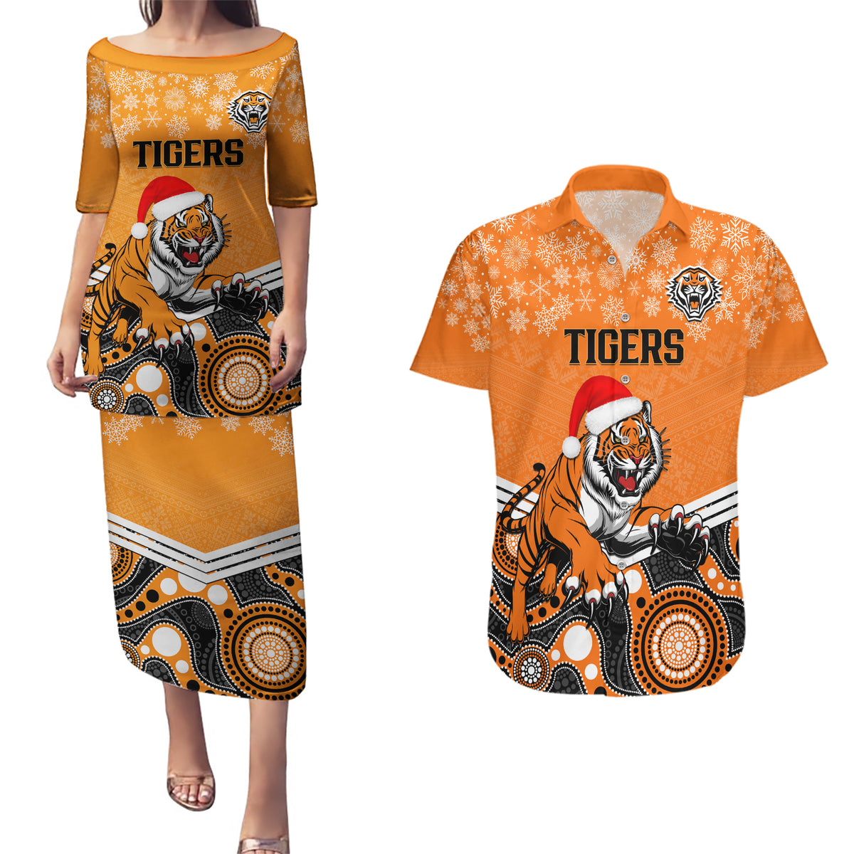 custom-tigers-rugby-christmas-couples-matching-puletasi-dress-and-hawaiian-shirt-merry-xmas-2023-mix-aboriginal-art