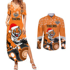 custom-tigers-rugby-christmas-couples-matching-summer-maxi-dress-and-long-sleeve-button-shirt-merry-xmas-2023-mix-aboriginal-art