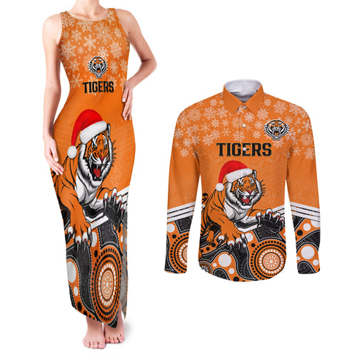 custom-tigers-rugby-christmas-couples-matching-tank-maxi-dress-and-long-sleeve-button-shirt-merry-xmas-2023-mix-aboriginal-art