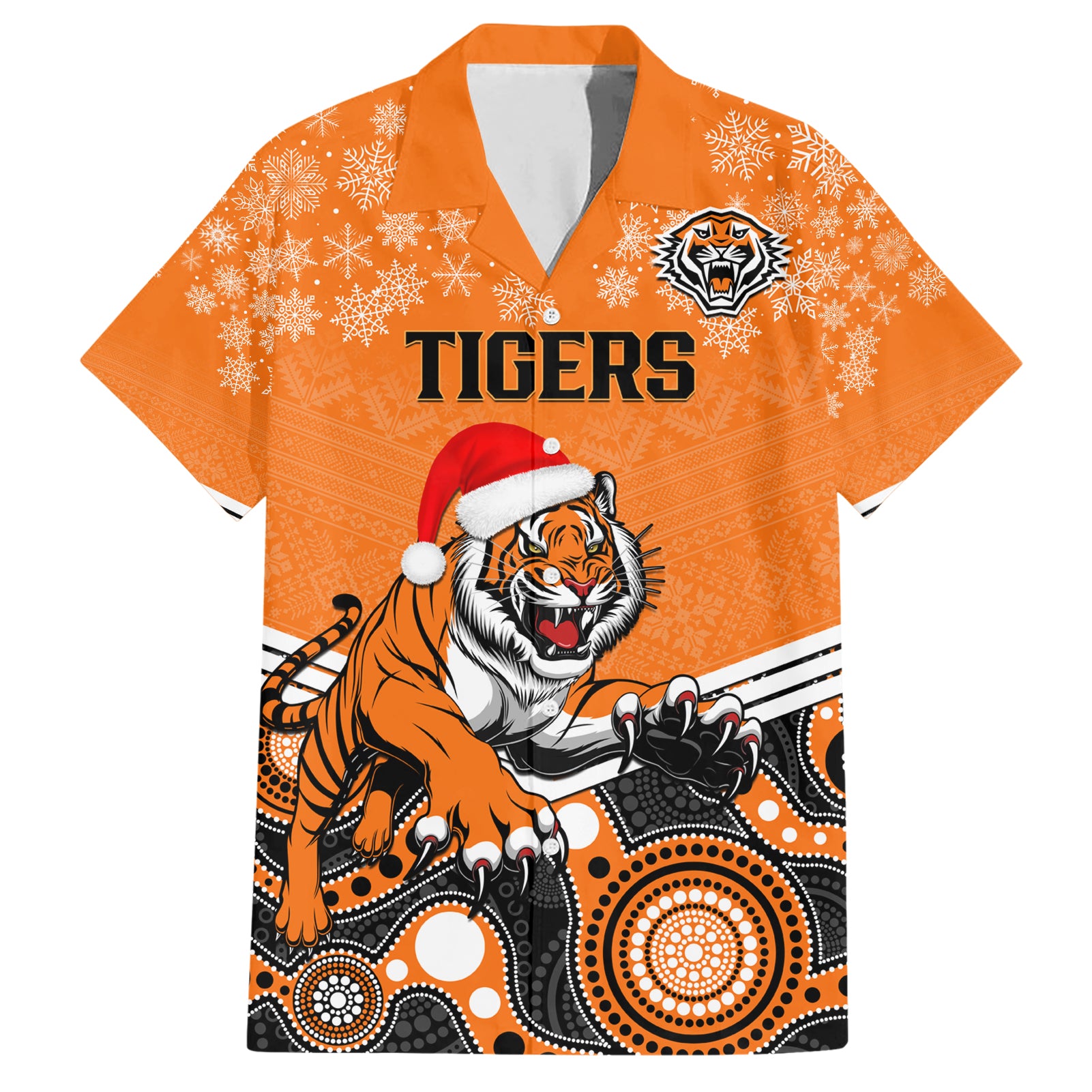 custom-tigers-rugby-christmas-family-matching-short-sleeve-bodycon-dress-and-hawaiian-shirt-merry-xmas-2023-mix-aboriginal-art