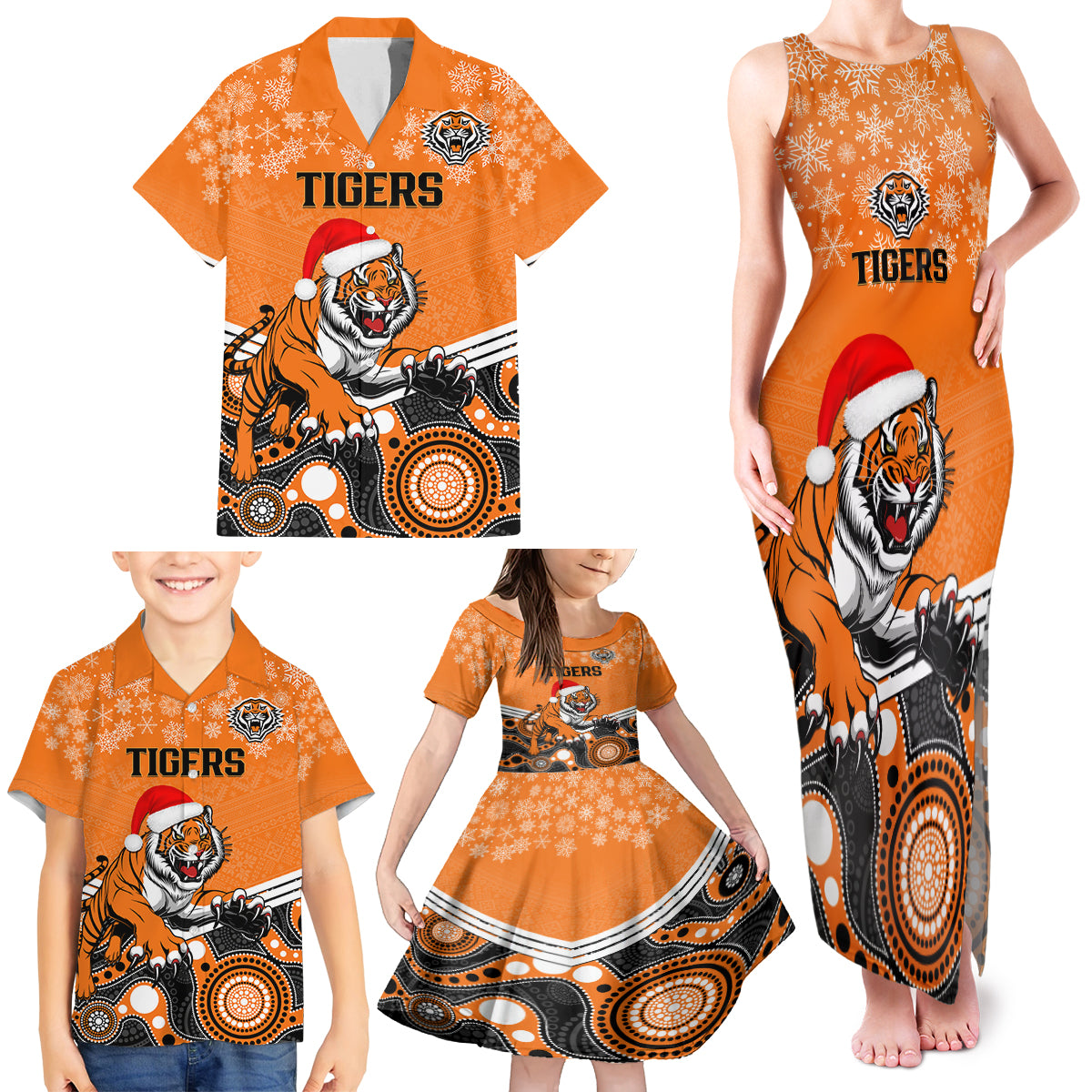 custom-tigers-rugby-christmas-family-matching-tank-maxi-dress-and-hawaiian-shirt-merry-xmas-2023-mix-aboriginal-art