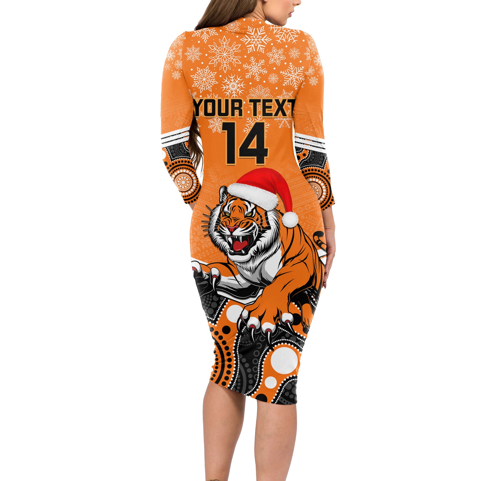 custom-tigers-rugby-christmas-long-sleeve-bodycon-dress-merry-xmas-2023-mix-aboriginal-art