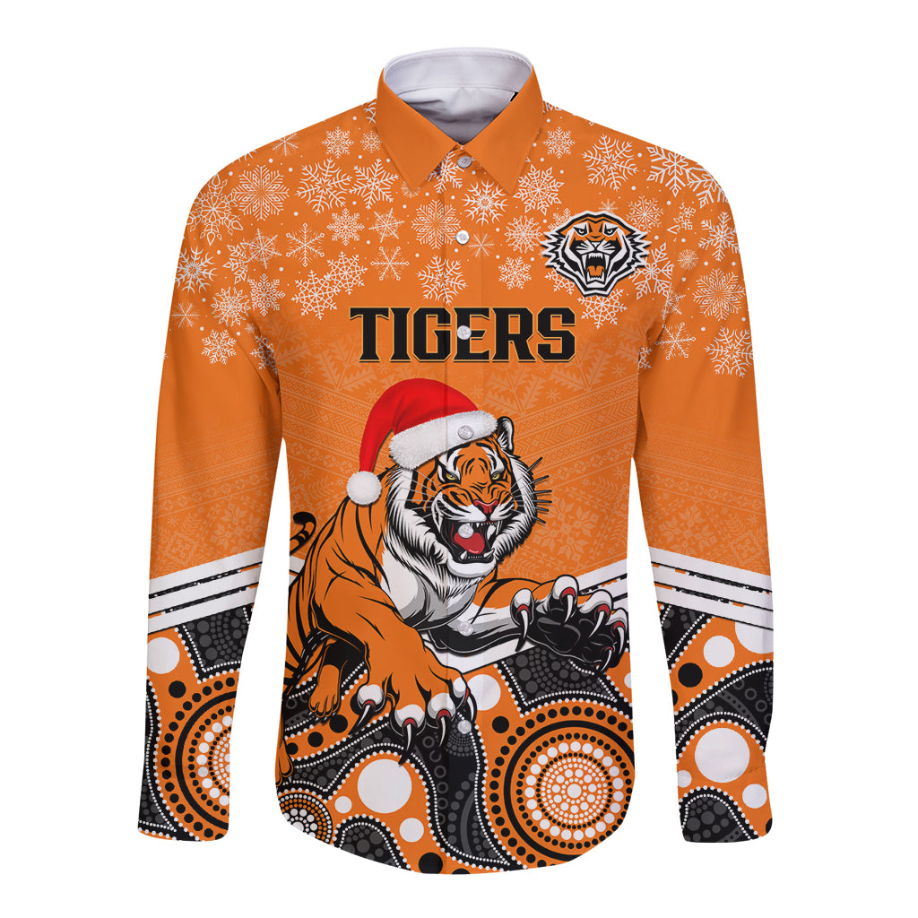custom-tigers-rugby-christmas-long-sleeve-button-shirt-merry-xmas-2023-mix-aboriginal-art