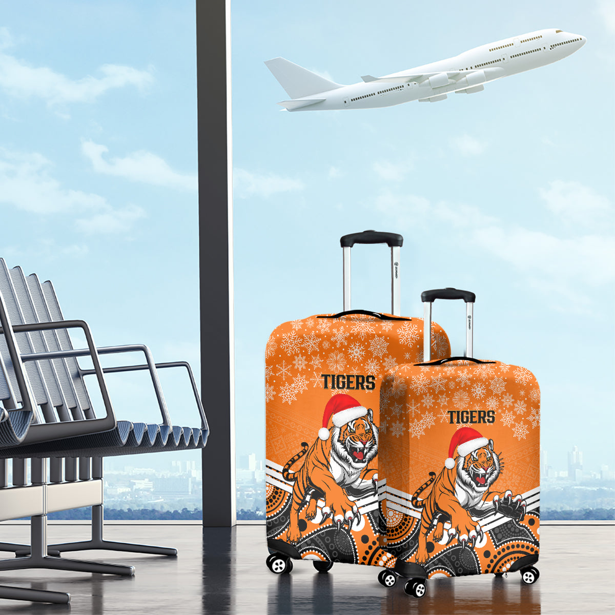 custom-tigers-rugby-christmas-luggage-cover-merry-xmas-2023-mix-aboriginal-art