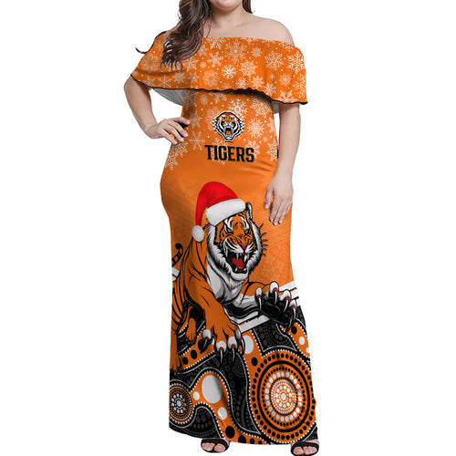 custom-tigers-rugby-christmas-off-shoulder-maxi-dress-merry-xmas-2023-mix-aboriginal-art