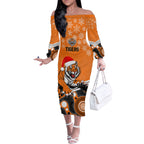 custom-tigers-rugby-christmas-off-the-shoulder-long-sleeve-dress-merry-xmas-2023-mix-aboriginal-art
