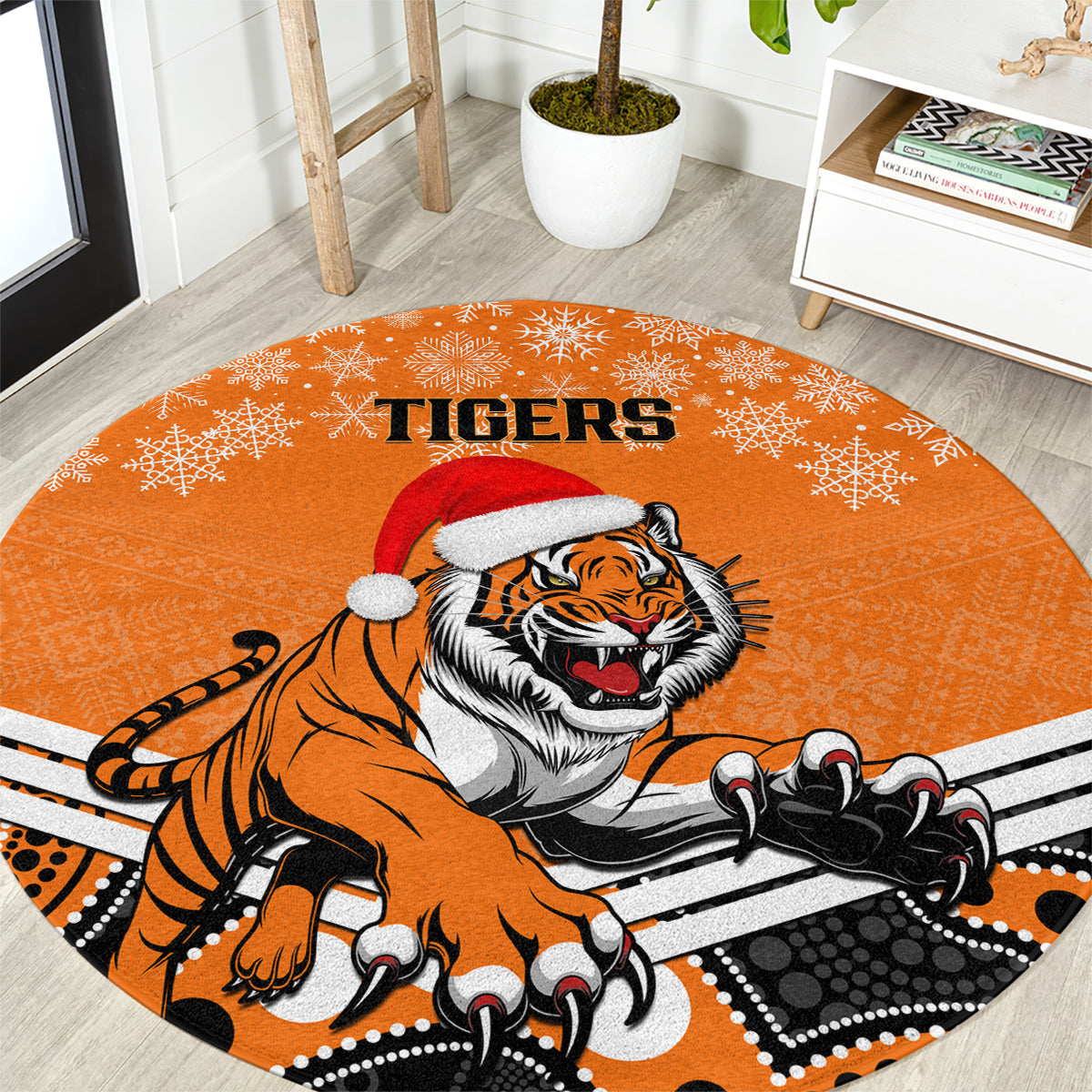 custom-tigers-rugby-christmas-round-carpet-merry-xmas-2023-mix-aboriginal-art