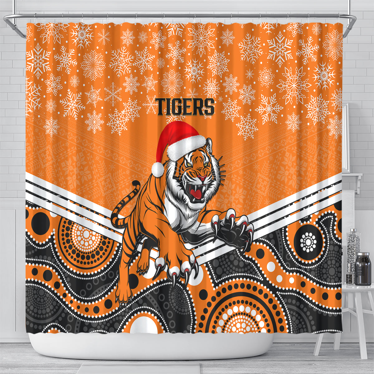 custom-tigers-rugby-christmas-shower-curtain-merry-xmas-2023-mix-aboriginal-art