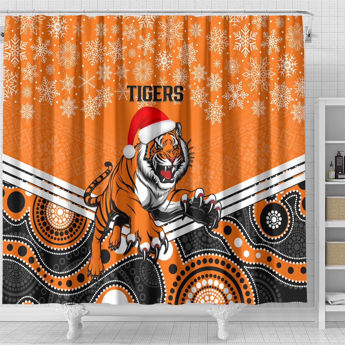 custom-tigers-rugby-christmas-shower-curtain-merry-xmas-2023-mix-aboriginal-art