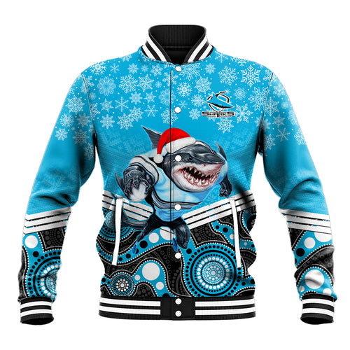 custom-sharks-rugby-christmas-baseball-jacket-merry-xmas-2023-mix-aboriginal-art