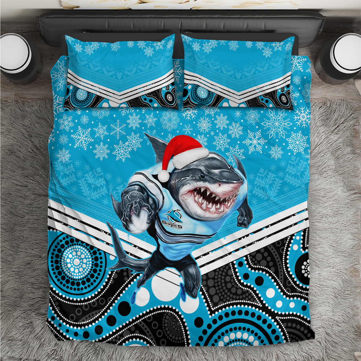 custom-sharks-rugby-christmas-bedding-set-merry-xmas-2023-mix-aboriginal-art