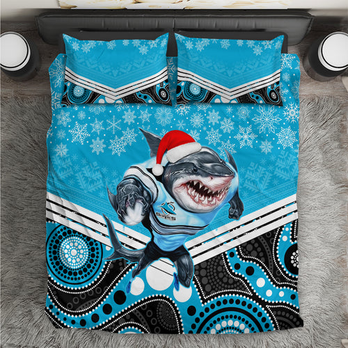 custom-sharks-rugby-christmas-bedding-set-merry-xmas-2023-mix-aboriginal-art