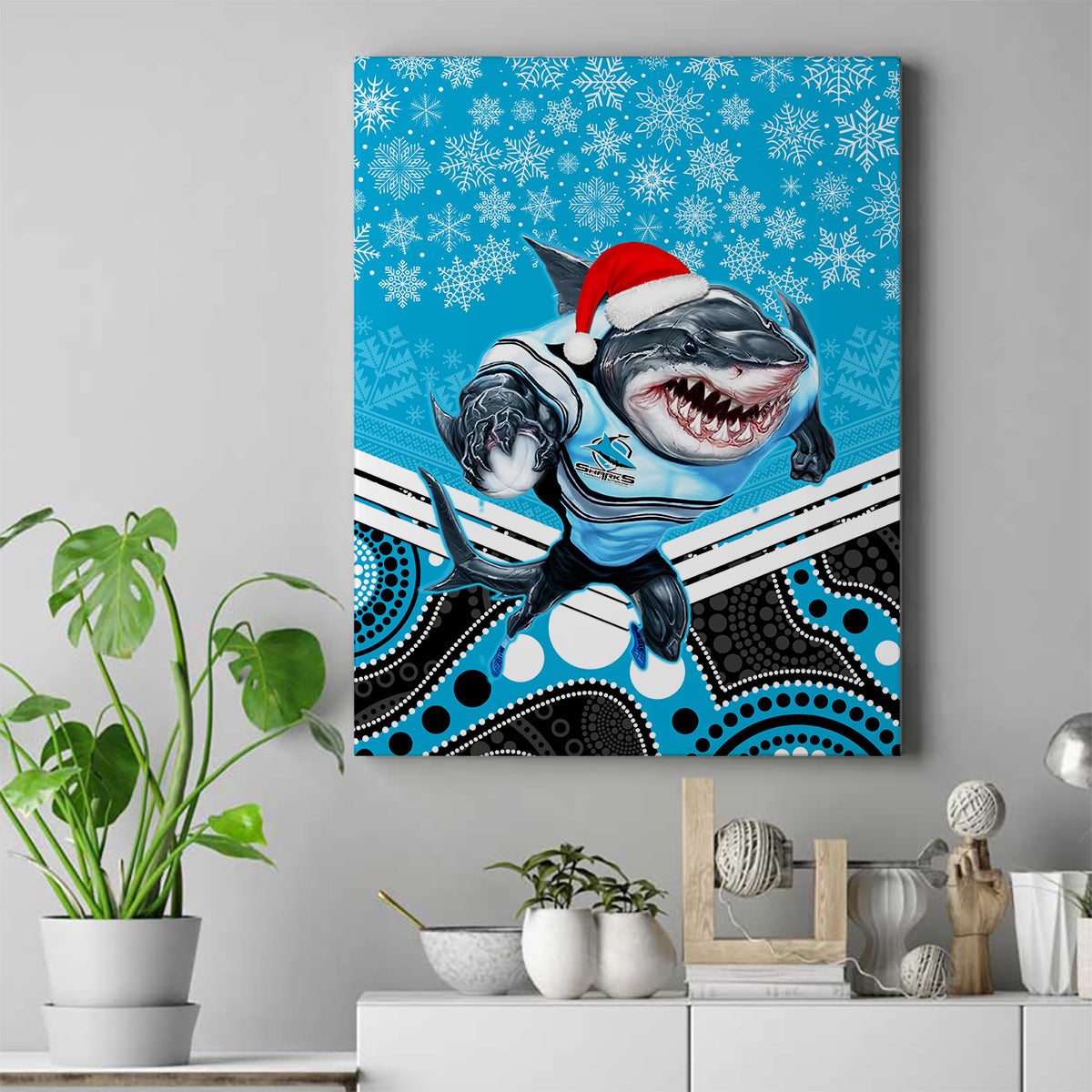 custom-sharks-rugby-christmas-canvas-wall-art-merry-xmas-2023-mix-aboriginal-art