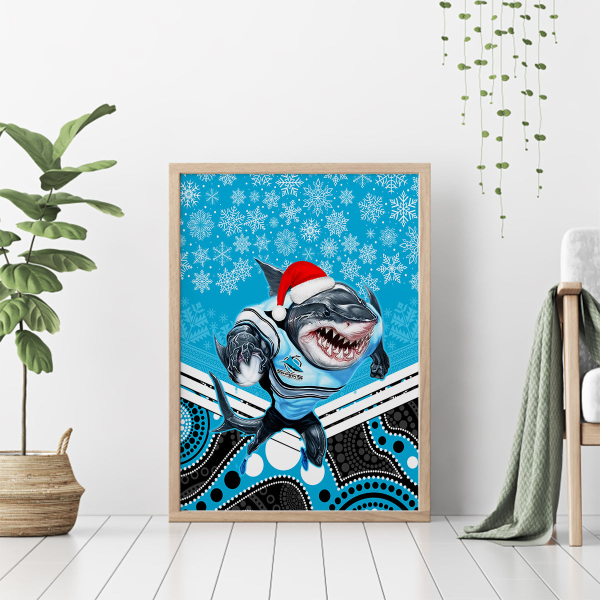 custom-sharks-rugby-christmas-canvas-wall-art-merry-xmas-2023-mix-aboriginal-art