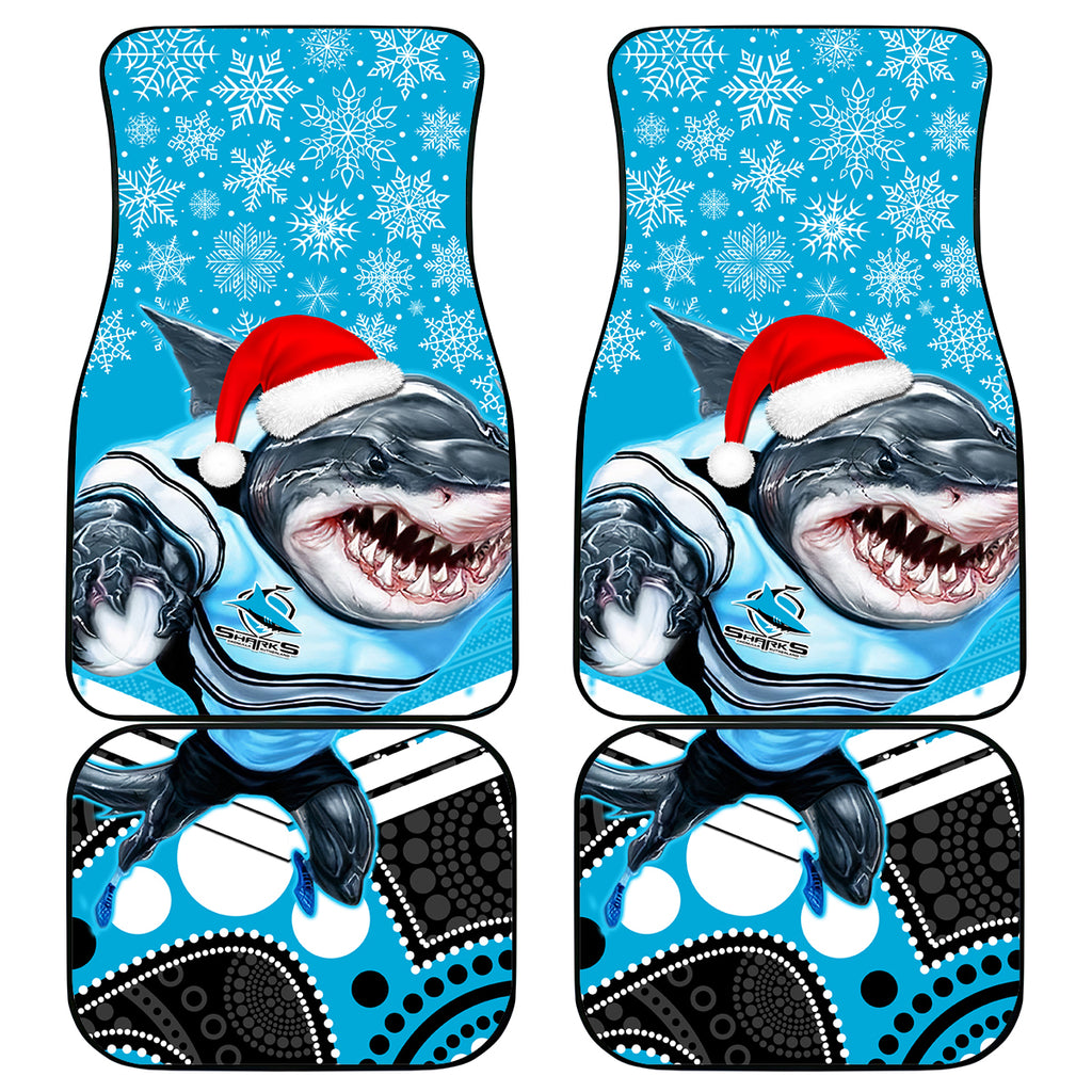 custom-sharks-rugby-christmas-car-mats-merry-xmas-2023-mix-aboriginal-art