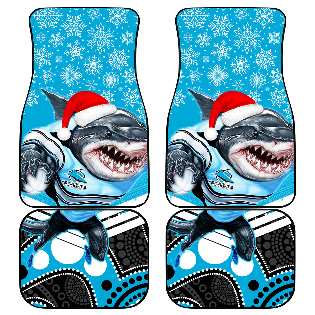 custom-sharks-rugby-christmas-car-mats-merry-xmas-2023-mix-aboriginal-art