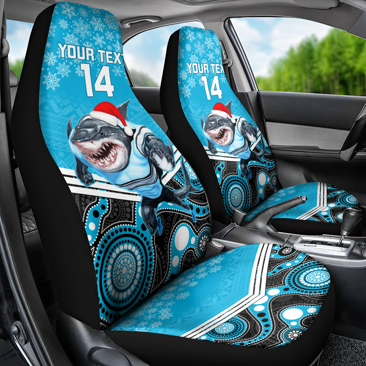 custom-sharks-rugby-christmas-car-seat-cover-merry-xmas-2023-mix-aboriginal-art