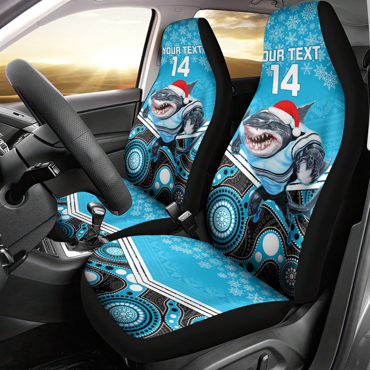 custom-sharks-rugby-christmas-car-seat-cover-merry-xmas-2023-mix-aboriginal-art