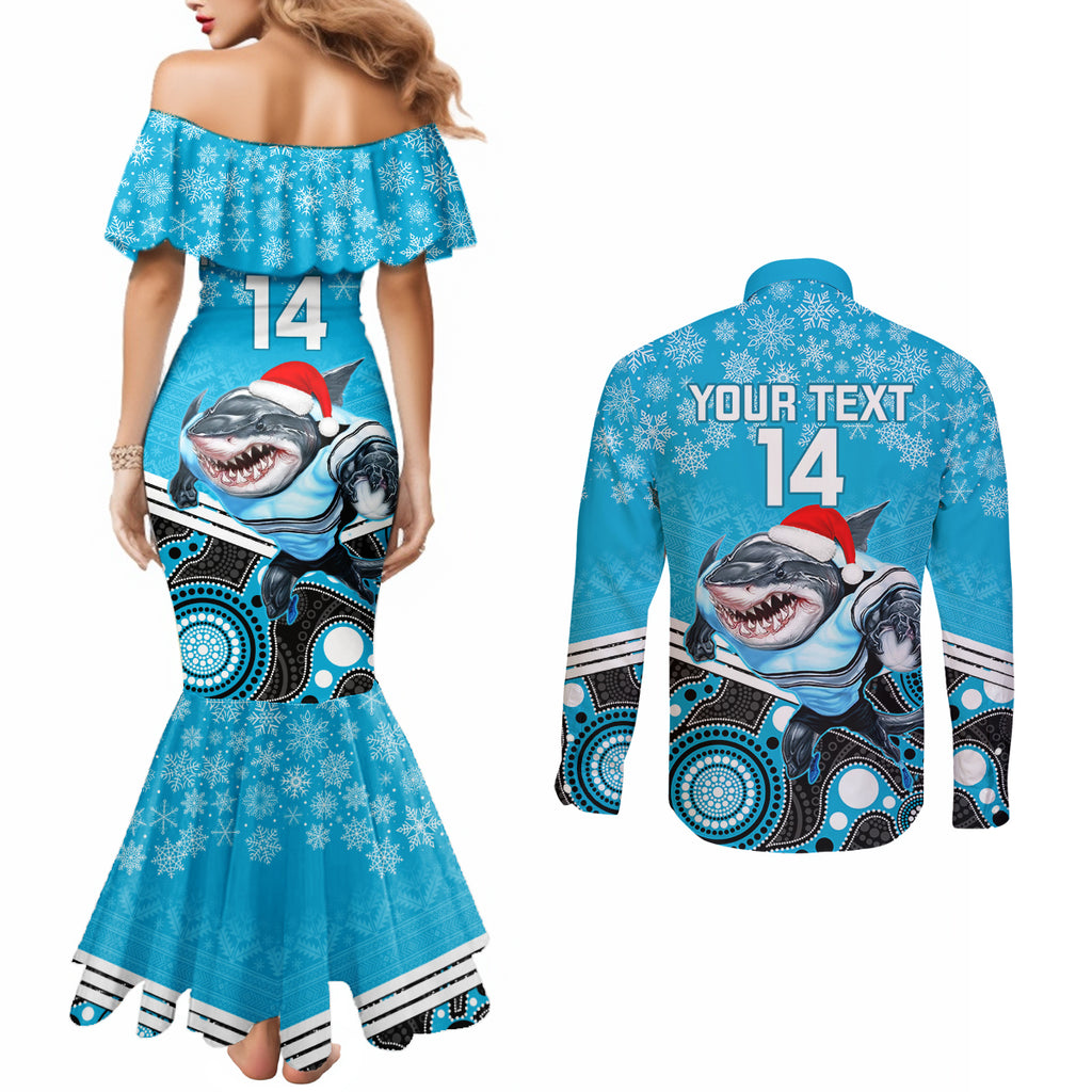 custom-sharks-rugby-christmas-couples-matching-mermaid-dress-and-long-sleeve-button-shirt-merry-xmas-2023-mix-aboriginal-art